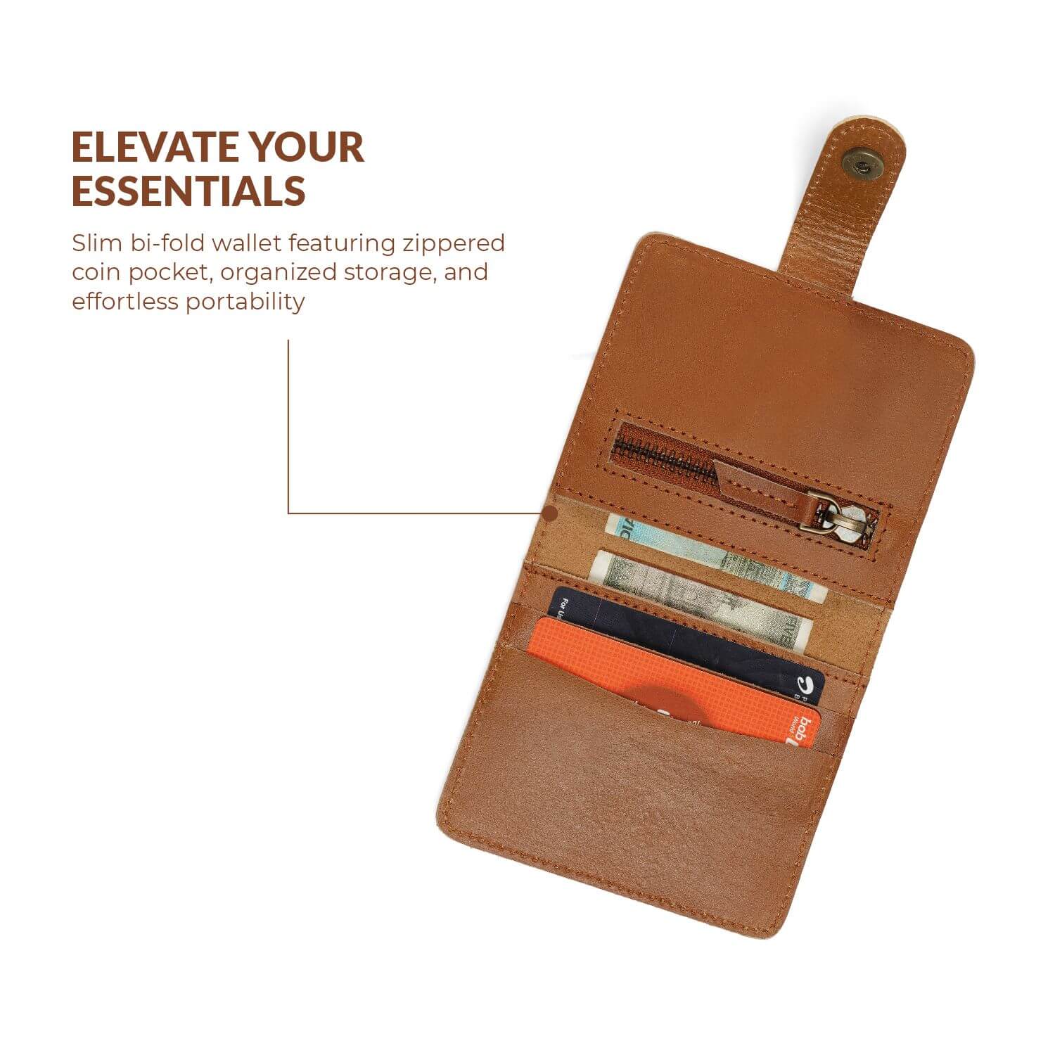 Prague Mini Bi-Fold Wallet | | Tan