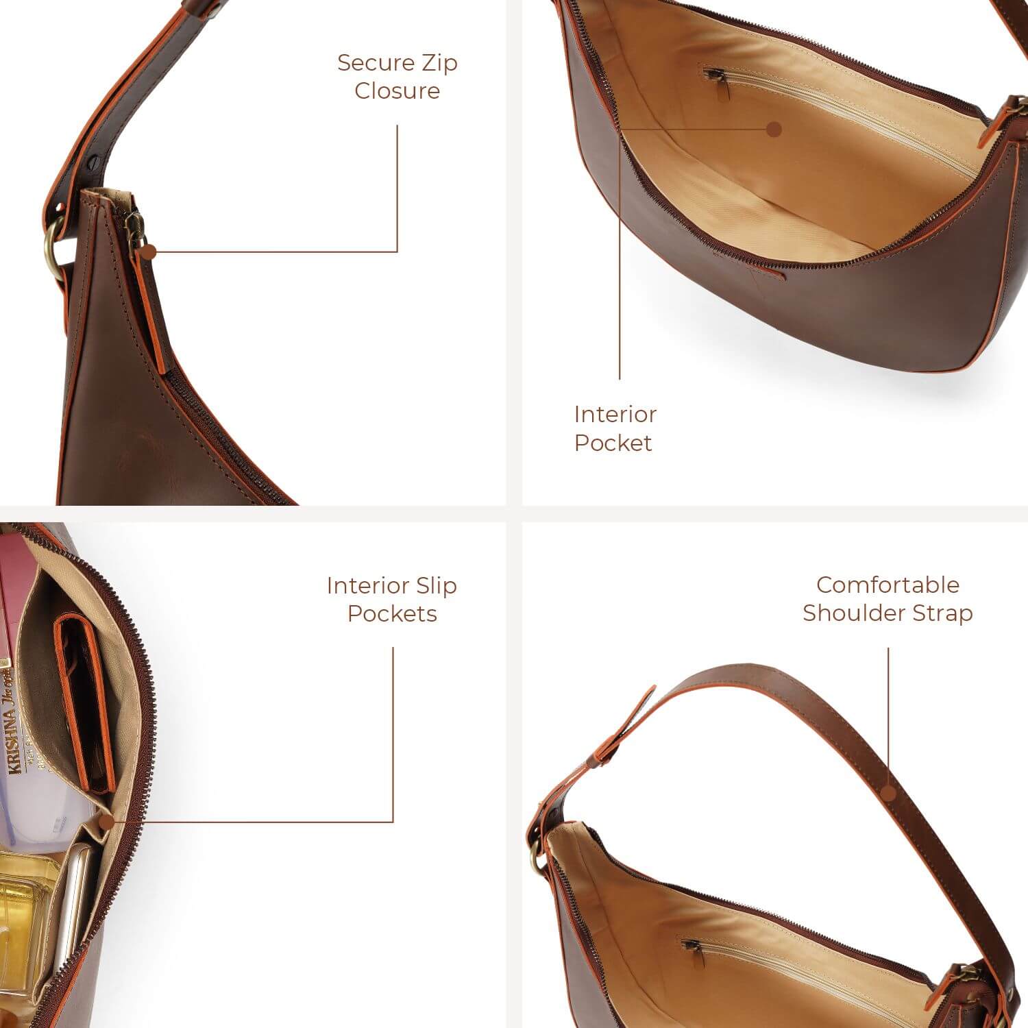 Paris Half Moon Shoulder Bag | | Brown